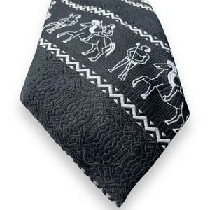 Vintage John Blair Black White Tie Knit Woven Egyptian Novelty Pattern Necktie